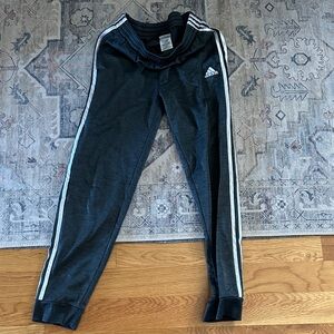 Adidas Kids Charcoal Joggers with White Stripes